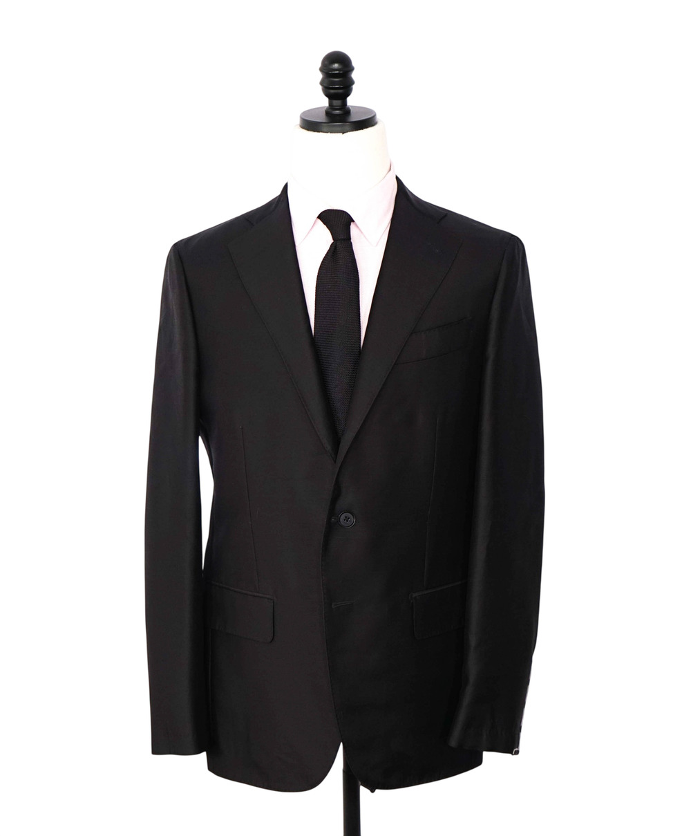 $1,495 EIDOS By ISAIA - Black PURE SILK Blazer - 40R